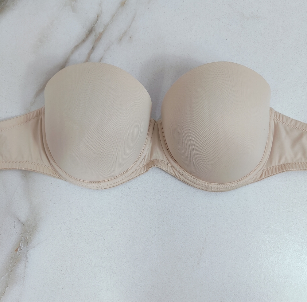 Victoria's Secret PINK Wear Everywhere Beige Multiway Strapless Push Up Bra, 34D
